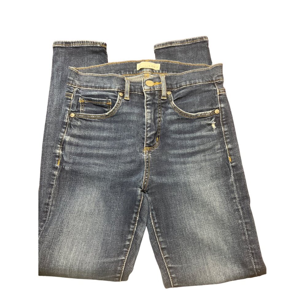 LOFT Made & Loved Women's High Waist Skinny Jeans Size 26/2 Light Distressing